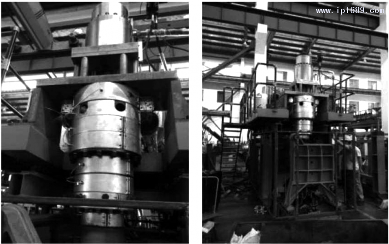 圖 ２ ３ 三 層 型 坯 機頭 的 生 產(chǎn) 調 試照 片